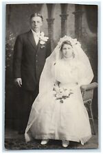 c1910's Wedding Bride Groom Ole Sorbo Northwood Iowa IA RPPC Photo Postcard picture
