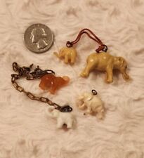 RARE Vintage Figural CELLULOID, Early Plastic Tiny Elephant 5 Charms UNIQUE picture