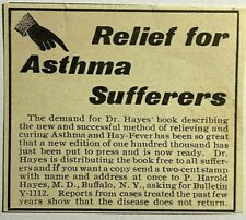 1900s 1911 Ad Cure Asthma Hay Fever Y-1112 Bulletin P Harold Hayes MD Buffalo NY picture