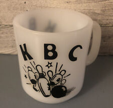 Vintage Glasbake Milk Glass Mug K B C Bowling Heat Resistant Coffee Mug picture