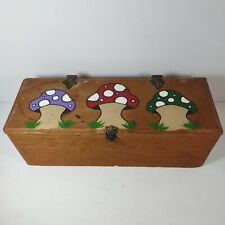 Hinged Handmade and Painted Wooden Stash Box Magic Mushroom Lid PreLoved picture