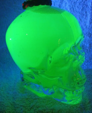SKULL Decanter UV Reactive fluid filled glass 6”tall Very Cool picture