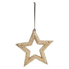 Creative Co-Op Wood Ornament with Leather Hanger Stars, Silver Finish picture