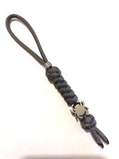 550 Paracord Knife Lanyard Graphite Cord With Titanium Alloy Spyderco Bead picture