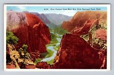 Zion National Park, Zion Canyon From East Rim, Antique, Vintage Postcard picture