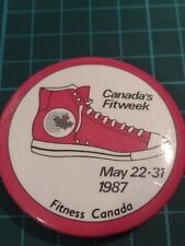 1987 fitness Canada Canada's Fitweek May 22-31 button badge pin pinback vintage  picture