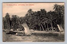 Dehiwella-Sri Lanka, Fishing Village near Colombo, Antique Vintage Postcard picture