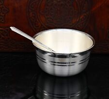 999 pure sterling silver handmade solid silver bowl & spoon  sv194 picture