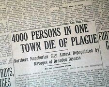 MANCHURIAN Pneumonic Infection PLAGUE Disaster - 1st Use of Masks 1911 Newspaper picture