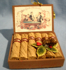 UNIQUE MINIATURE CIGAR BOX WITH REPLICA CIGARS ORNAMENT~CUBAN, TAMPA HISTORY picture