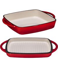 2-In-1 Square Enameled Cast Iron Dutch Oven Baking Pan and Gridle Lid with Dual  picture