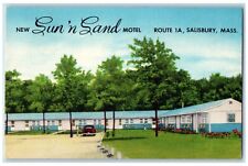 1955 New Sun 'n Sand Motel Car Salisbury Massachusetts MA Vintage Postcard picture