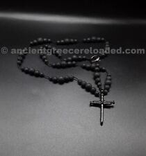 The Black Nails 5 Decade Catholic Designer Rosary, Nails Cross, AAA Lava Stones picture