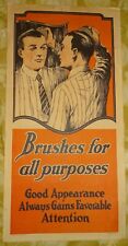 2 sided adv poster HAIR BRUSHES / RUBBER GOODS - JR Zimmerman & Co Chicago 1920s picture