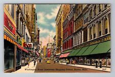 Boston MA-Massachusetts, Washington Street Downtown, Antique, Vintage Postcard picture