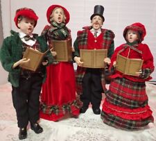 Carolers figurines 4 Christmas real clothing  resin. The tallest 19”& 16” Rare picture