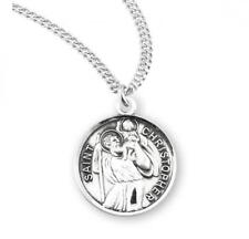 Round Sterling Silver Saint Christopher Medal Size 0.8in x 0.7in picture