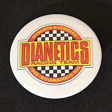 L Ron Hubbard Dianetics Racing Team 1988 Indie 500 Vintage Pinback Button picture