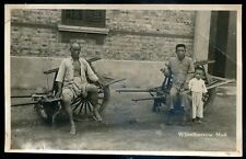 China or HONG KONG 1910s Wheelbarrow Men. Real Photo Postcard picture