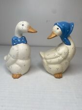 Vintage Blue Bow Geese/Duck Bird House of LLoyd Ceramic Figurines Decor Retro picture