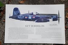 2 different Korean War F4U Prints, Signed by both Corsair Aces Artist E Boyette picture