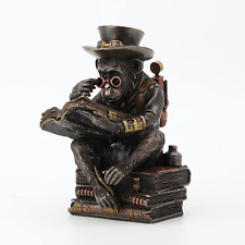 7 1/2″ Steampunk Chimpanzee Scholar Resin Statue Bronze Finish picture