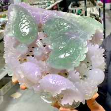10.8LB Natural Beautiful Colours Fluorite Crystal Carving Koi carp Healing picture
