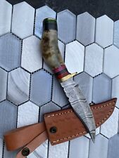 10”Custom Made Damascus Steel Blade w/Ram horn handle/Skinner/hunting Knife ZH07 picture