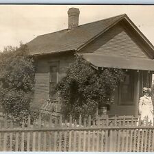 c1910s Small House & Pretty Woman RPPC Old Cottage Real Photo Cute Home PC A130 picture