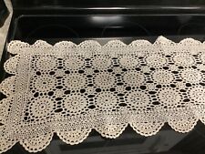 Long Vintage Crocheted Table Runner~70”L x 12.5”W~Ecru Color~Excellent~FREE SHIP picture