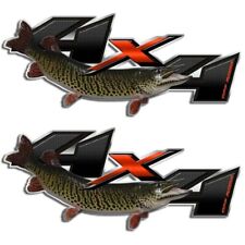 4x4 Truck Muskie Fishing Sticker Decal Muskellunge Fish for Silverado Ram Tundra picture