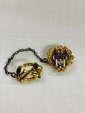 Vintage Daughters Of America 2-Piece Gold Tone With Enameling Lapel Pin picture