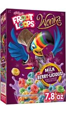 🟣 New Limited Edition Kellogg's FROOT LOOPS Willy Wonka Berry Milk Purple 7.8oz picture