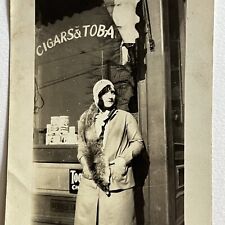 Antique Snapshot Photograph Beautiful Young Women Flapper Cigar Tobacco Store picture