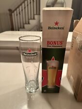 Set of 6 Heineken Red Star Embossed Beer Glass 9” Tall 50 CL 17 Oz picture