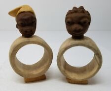 Napkin Rings African Onyina Ghana Hand Carved Set of 2 picture