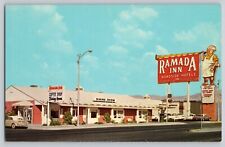 Postcard Route 66 New Mexico Albuquerque Ramada Inn Unposted Vintage Chrome picture