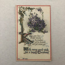 Christmas Postcard Post Card Vintage Embossed Antique One Cent Stamp picture