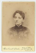 Antique Circa 1880s Cabinet Card Woman With Deformed Eye in Dress Norristown, PA picture