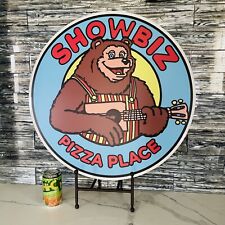 🍕 Vintage Showbiz Pizza Sign Statue Decor Vintage Man Cave Gas & Oil Pinball picture