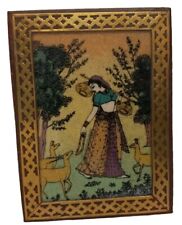 The Bombay Store Handmade Wooden Trinket Treasure Box India Sand Art with Brass picture