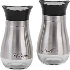 Basic Salt & Pepper Shakers - Stainless Steel and Glass 4 oz Shakers  picture
