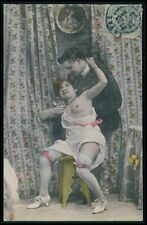 Prostitute nude woman at brothel original old 1900s French postcard lot set of 6 picture