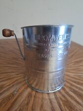 Vintage Bromwell's 3-Cup Metal Measuring Flour Sifter W/Wooden Handle - USA Made picture