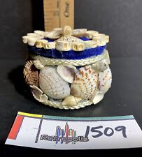 Vintage Sea Shell OWL Jewelry Keepsake Nautical TRINKET Box picture