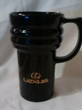 90's Lexus OEM Coffee Mug Cup Black And Gold Toyota Travel Cup Holder Friendly  picture