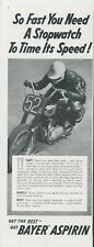 1954 Bayer Aspirin Motorcycle Racing Need Stopwatch Speed Vintage Print Ad SP11 picture