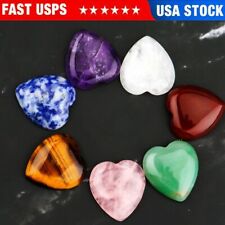 7Pcs Chakra Stones Crystal Reiki Healing Love shape Energy Natural Gemstone Set picture