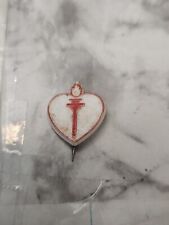 Vintage Red Heart Torch Awareness 7/8” Pin  Lapel Hat Pin Plastic picture