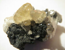 CERUSSITE W/ BARITE BLADES ON GALENA GORGEOUS RARE NATURAL UV REACTIVE CRYSTAL picture